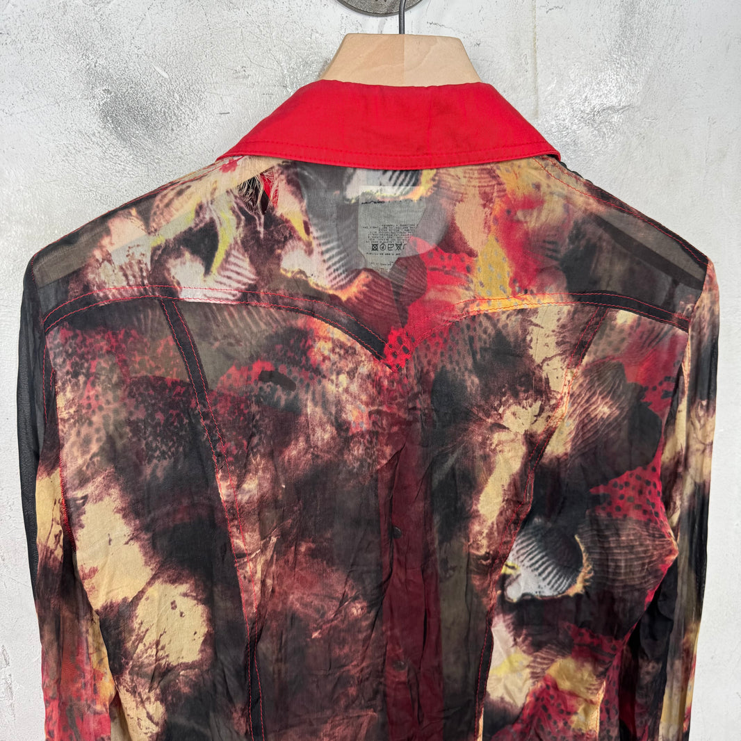 Versace Sheer Silk Printed Trucker Jacket