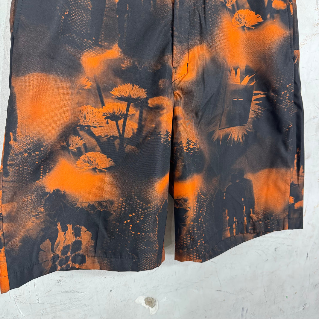 Prada Orange Printed Renylon Plaqued Shorts