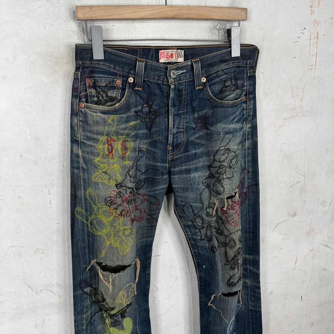 Skoloct Levis Sketched Distressed Jeans
