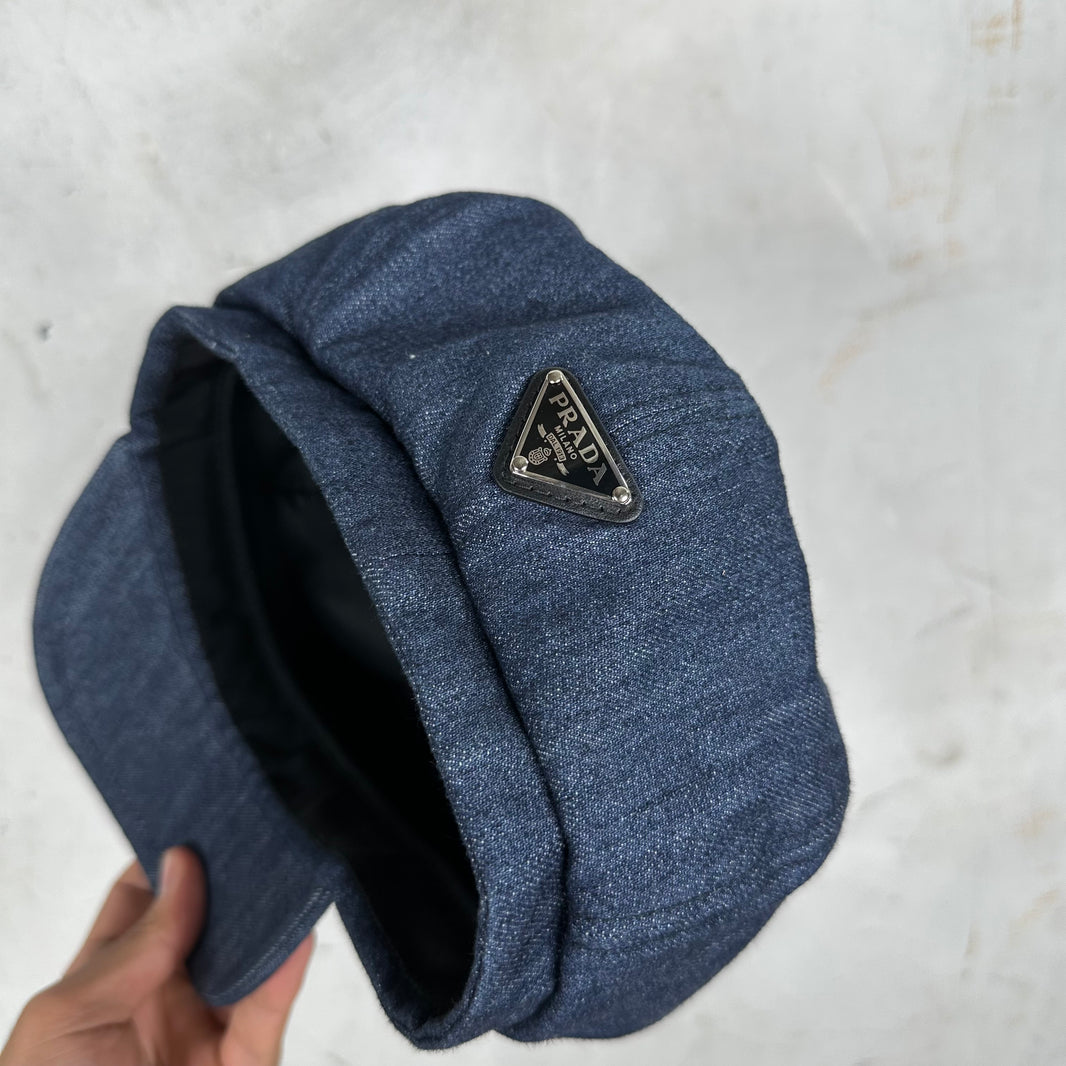 Prada Denim Newsboy Hat