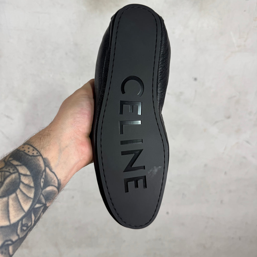 Celine Leather Triumph Slip Loafers