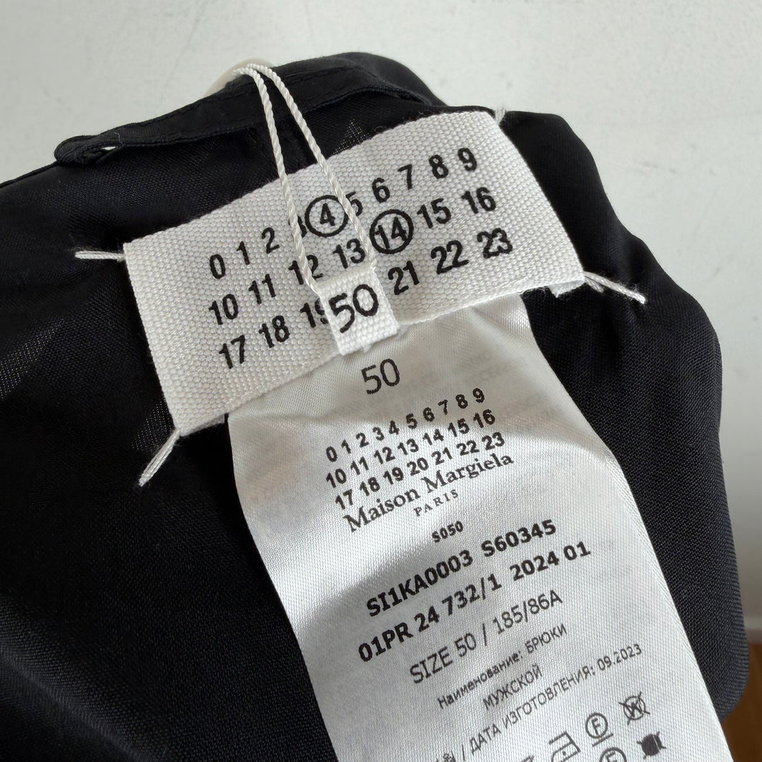 Margiela Thin Black Waist Tie Trousers