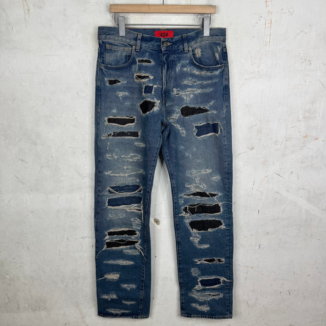 424 Distressed & Repaired Jeans