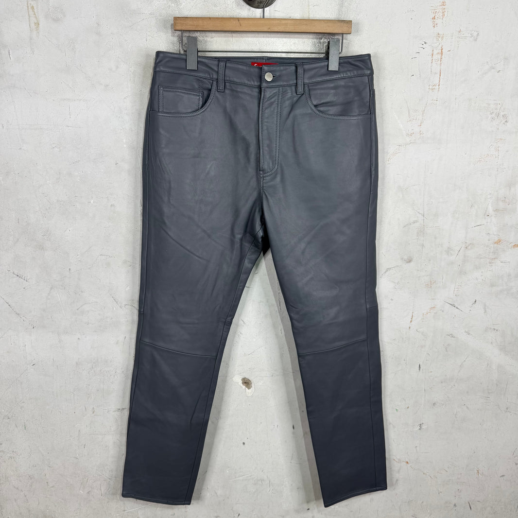 Supreme Grey Leather Pants