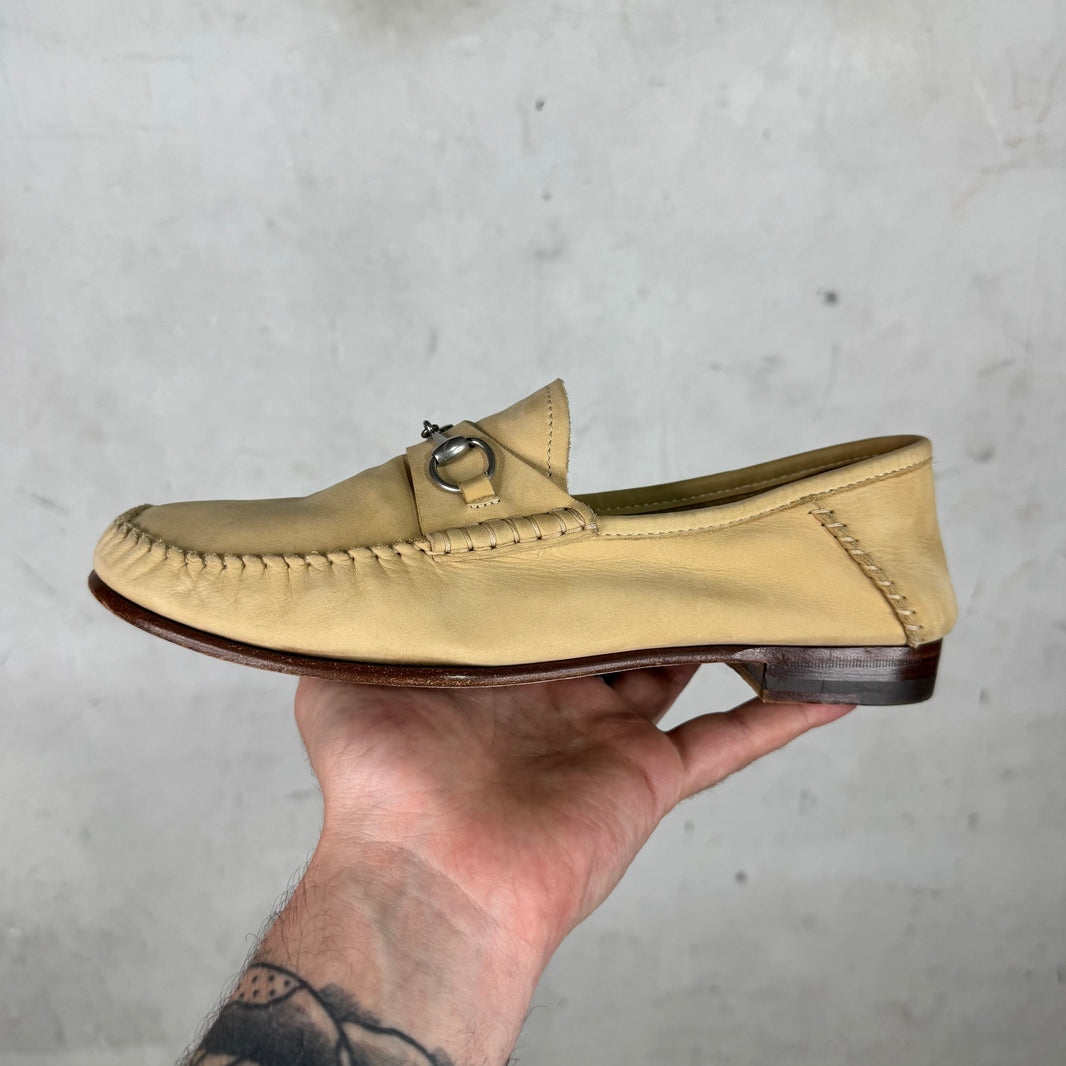 Gucci Beige Soft Leather Horsebit Mules