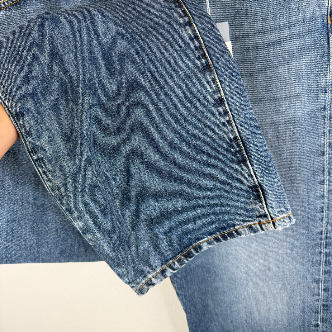 424 Washed Blue Loose 5 Pocket Jeans