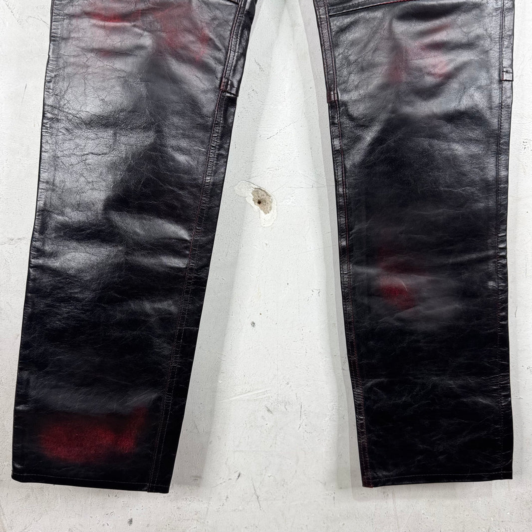 Martine Rose Leather Patina'd Distressed Pants