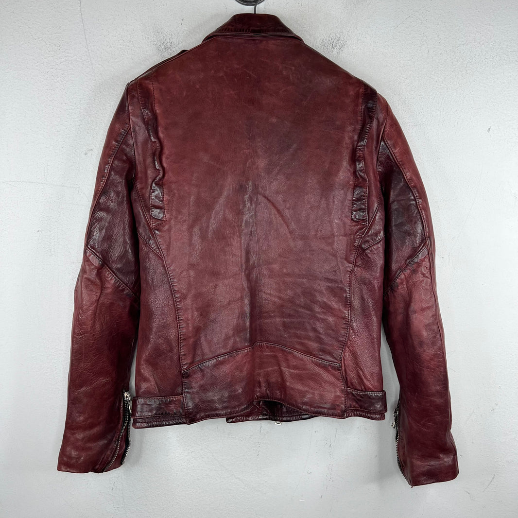 Balmain Lambskin Burgundy Perfecto Jacket