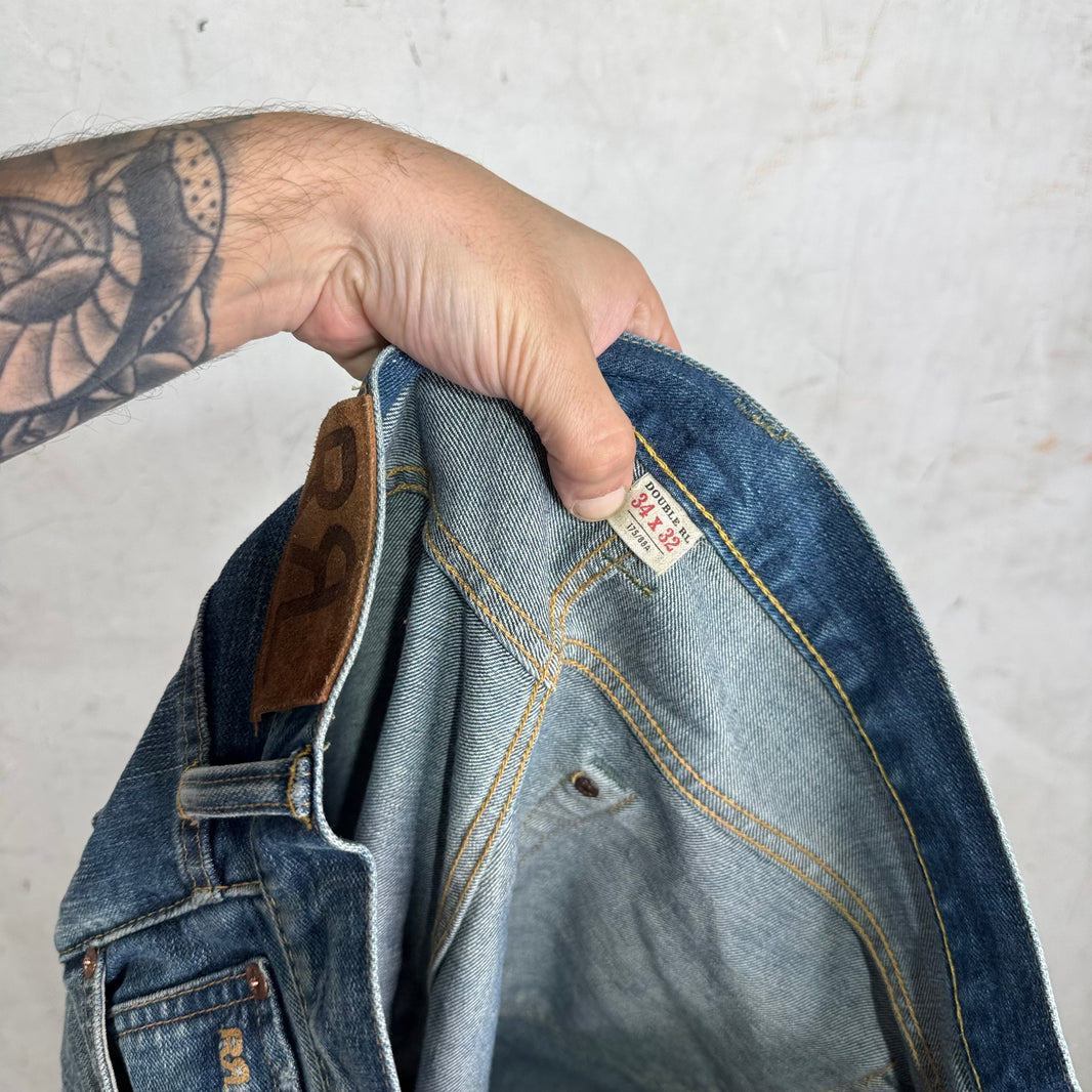 RRL Distressed Slim Bootcut Jeans
