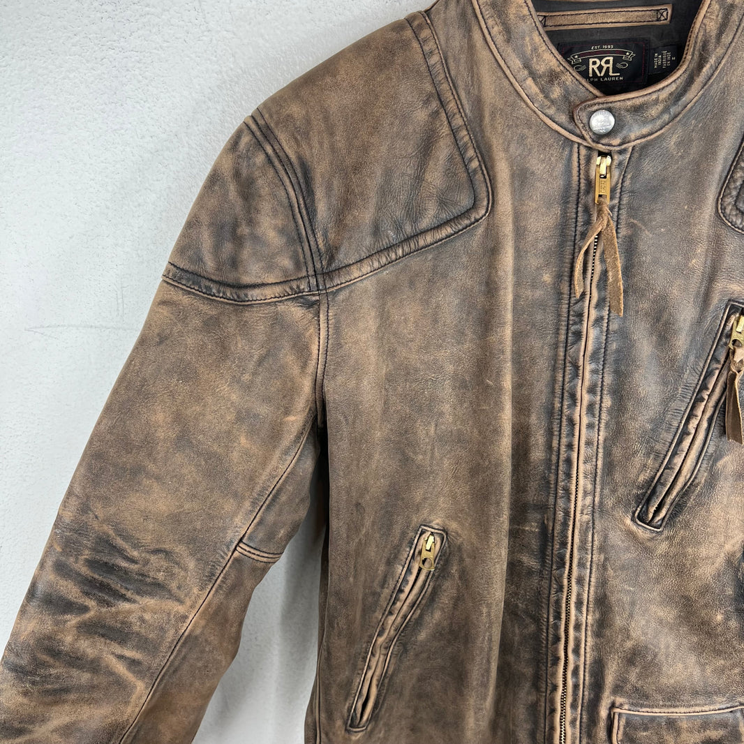 RRL Distressed Moto Leather Cowhide Jacket