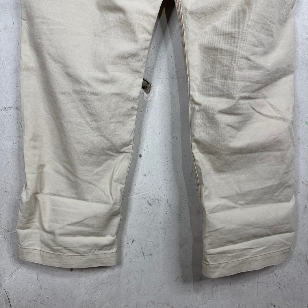 Kapital Beige Contrast Stitched Carpenter Pants
