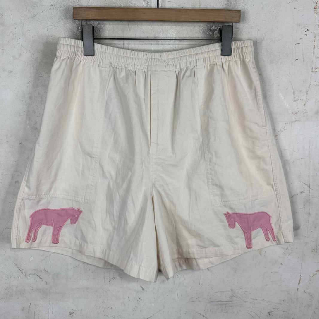 Bode White Pink Donkey Shorts