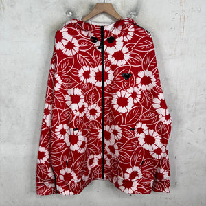 Prada Red Floral Plaqued Hooded Track Jacket