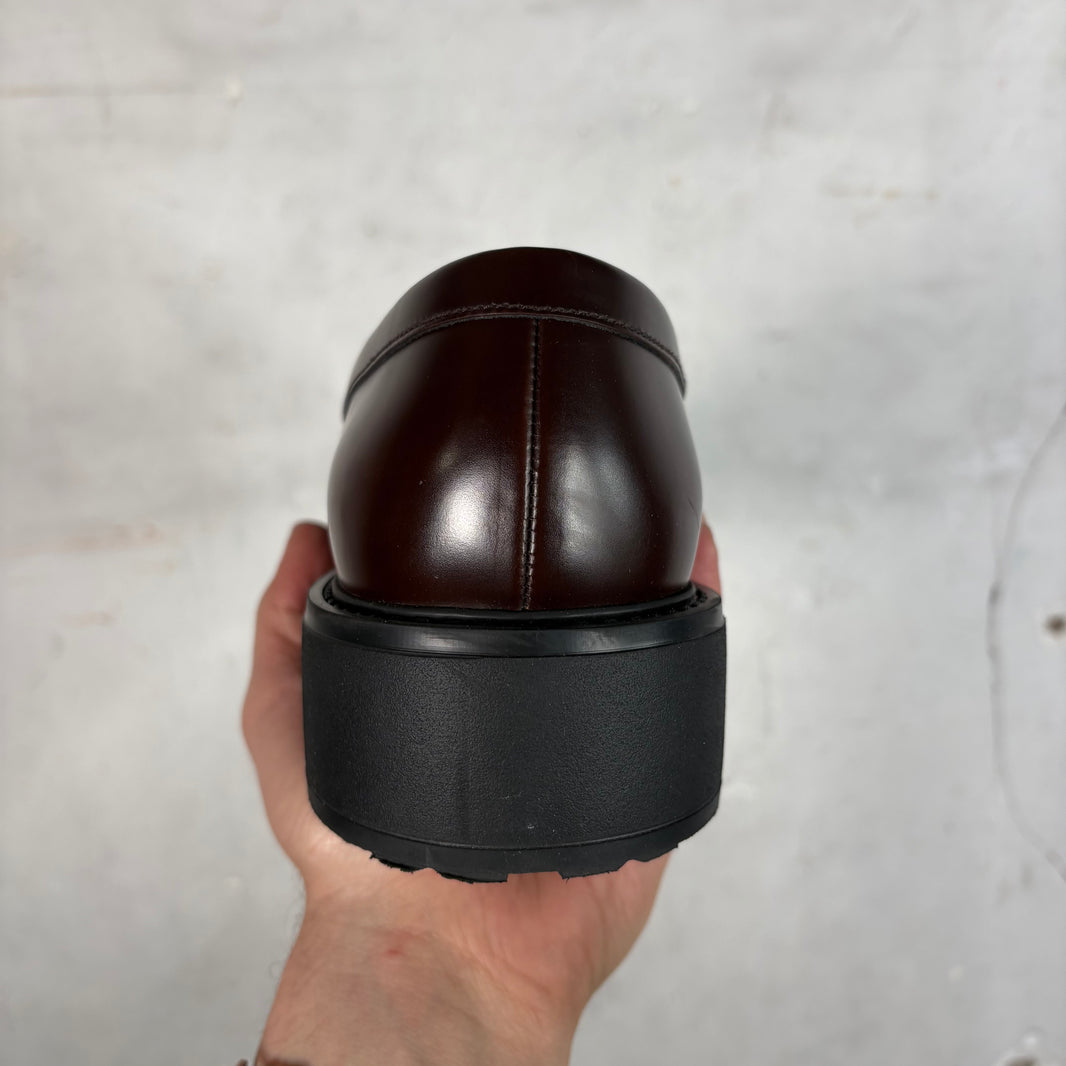 Prada Brown Leather Chunky Loafers