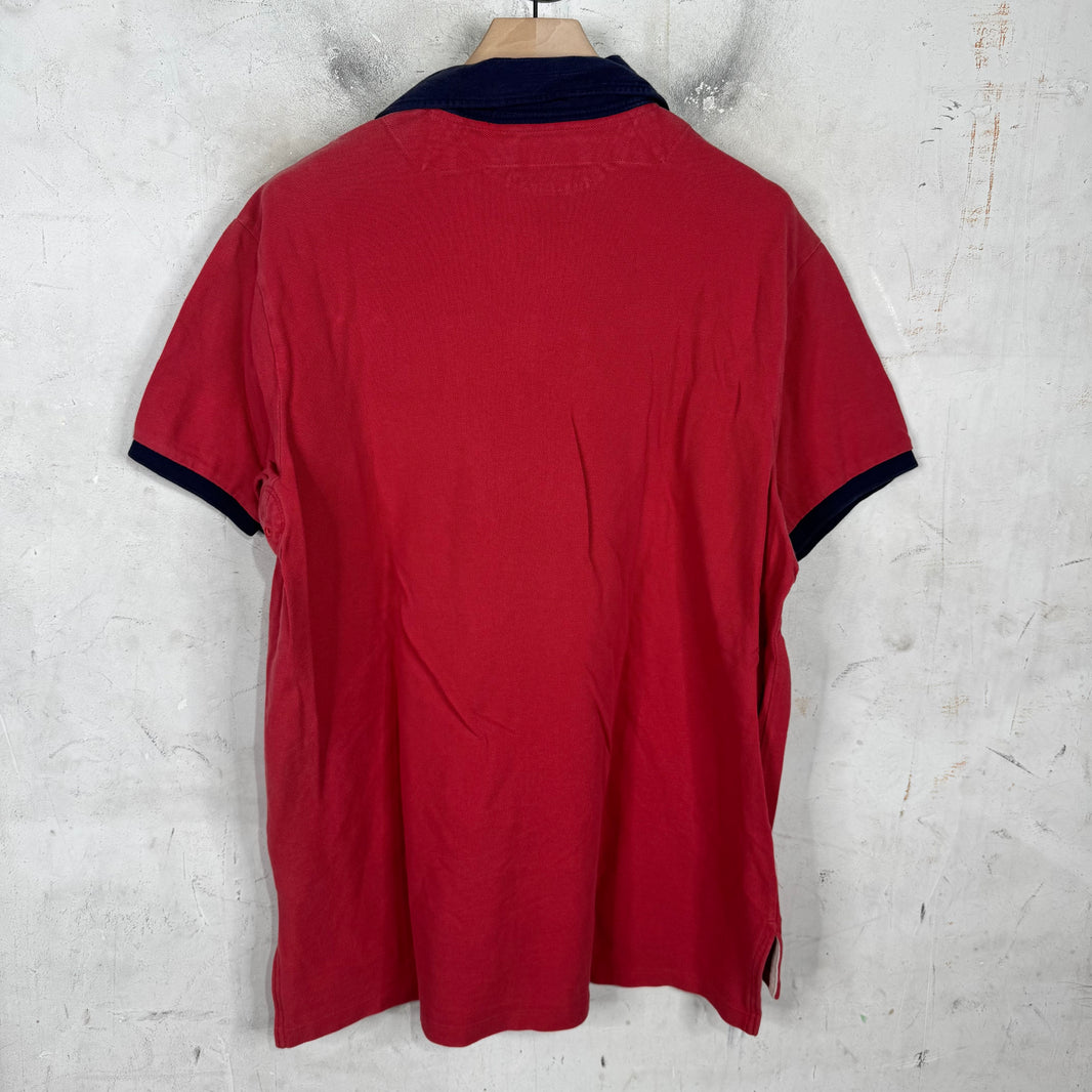 Ralph Lauren Faded Red Diagnal Navy Striped Big Pony Polo