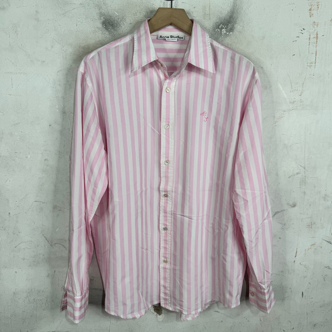 Acne Studios Pink Striped Logo Shirt