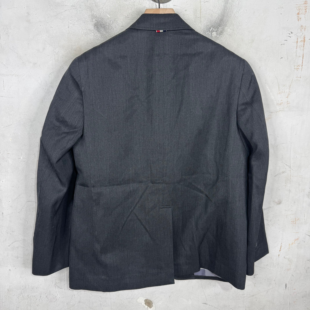 Thom Browne Dark Grey Tailored Plaid Lined Blazer