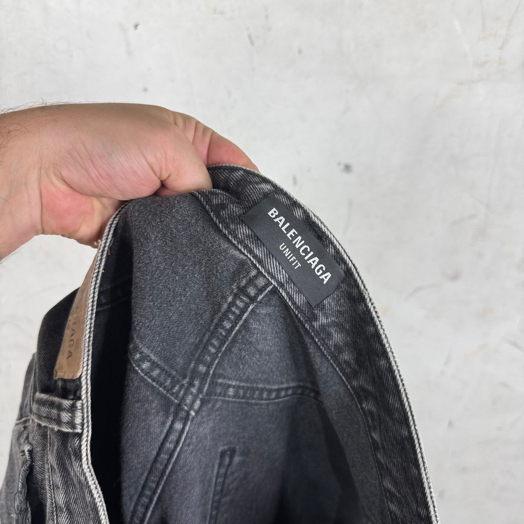 Balenciaga Unifit Washed Black Jean Shorts
