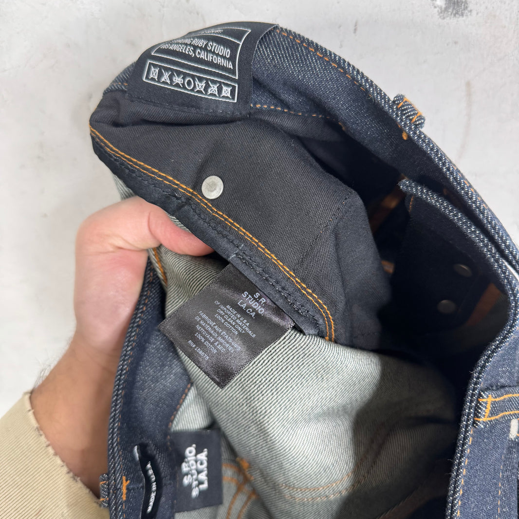 SR Studios Straight Legged Raw Denim Jeans