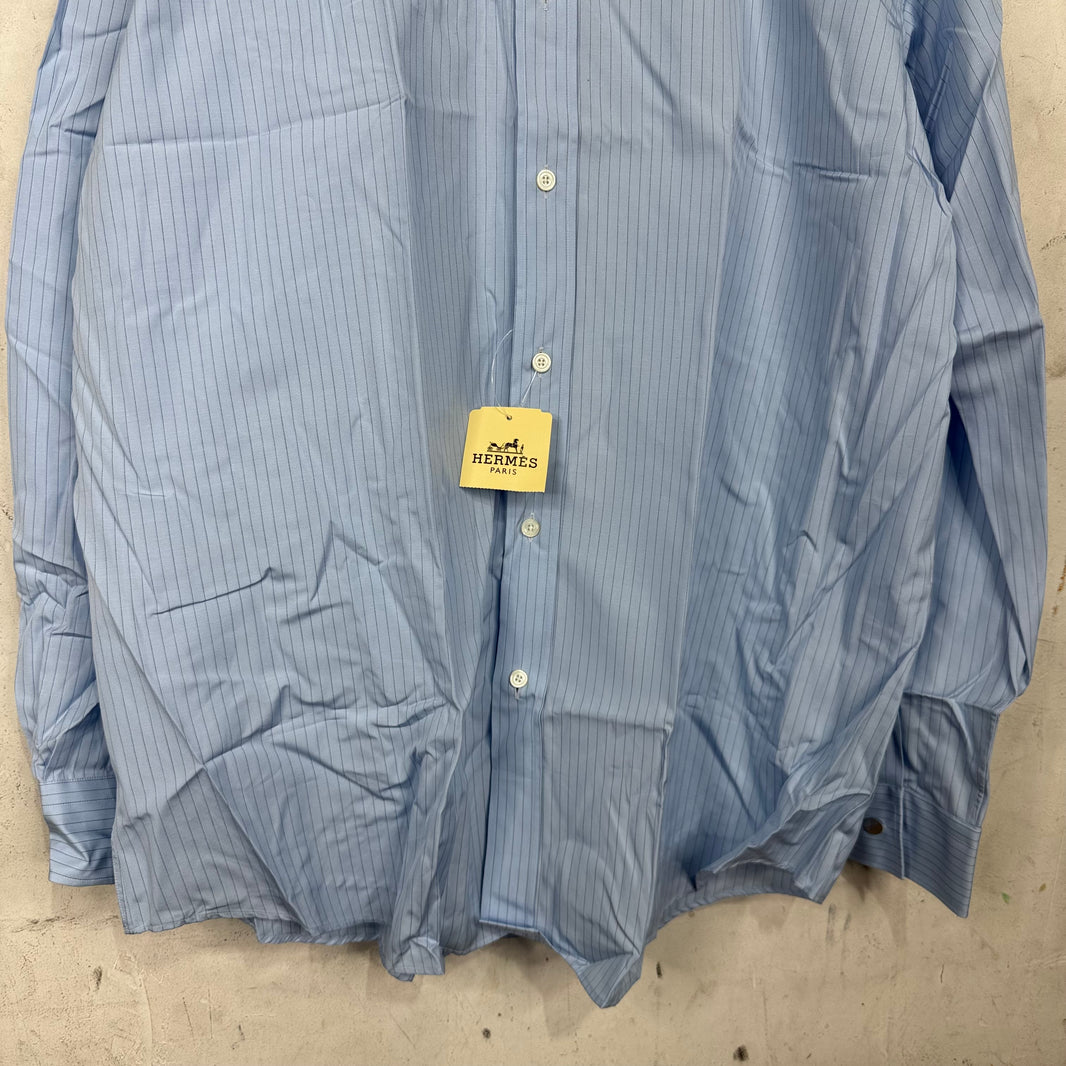 Hermes Blue Pinstriped Button Shirt