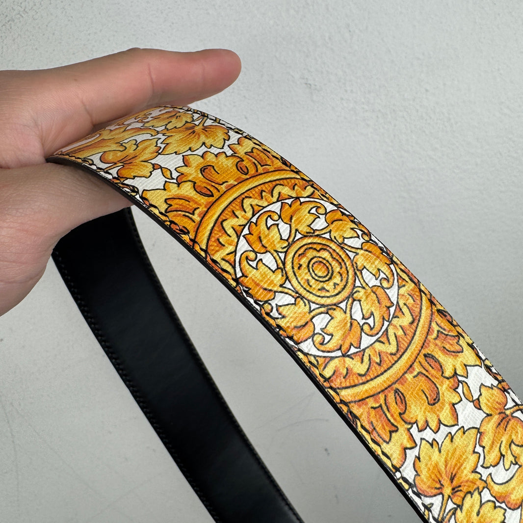 Versace Medusa Floral Print Belt