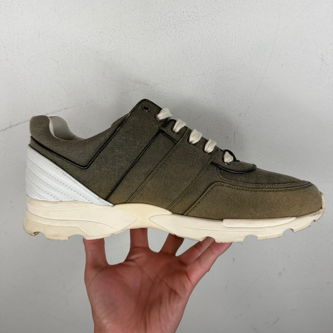 Chanel Olive Canvas Trainers