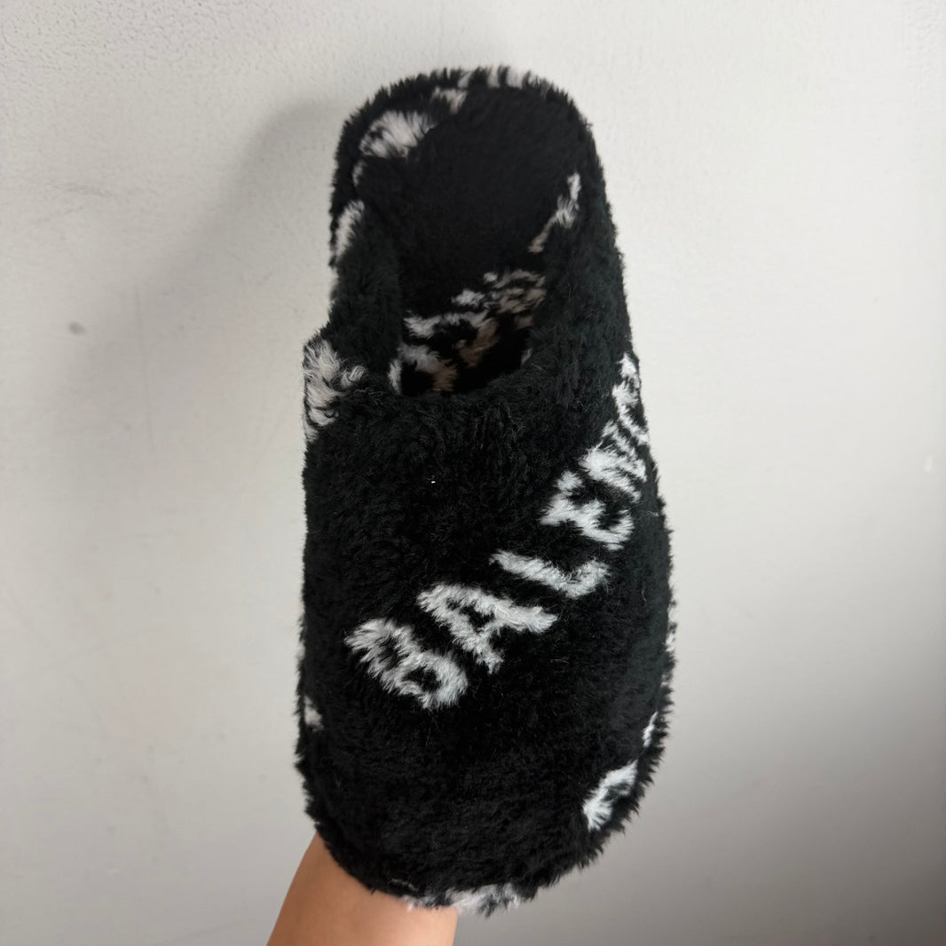Balenciaga Fuzzy Diagonal Logo Mules