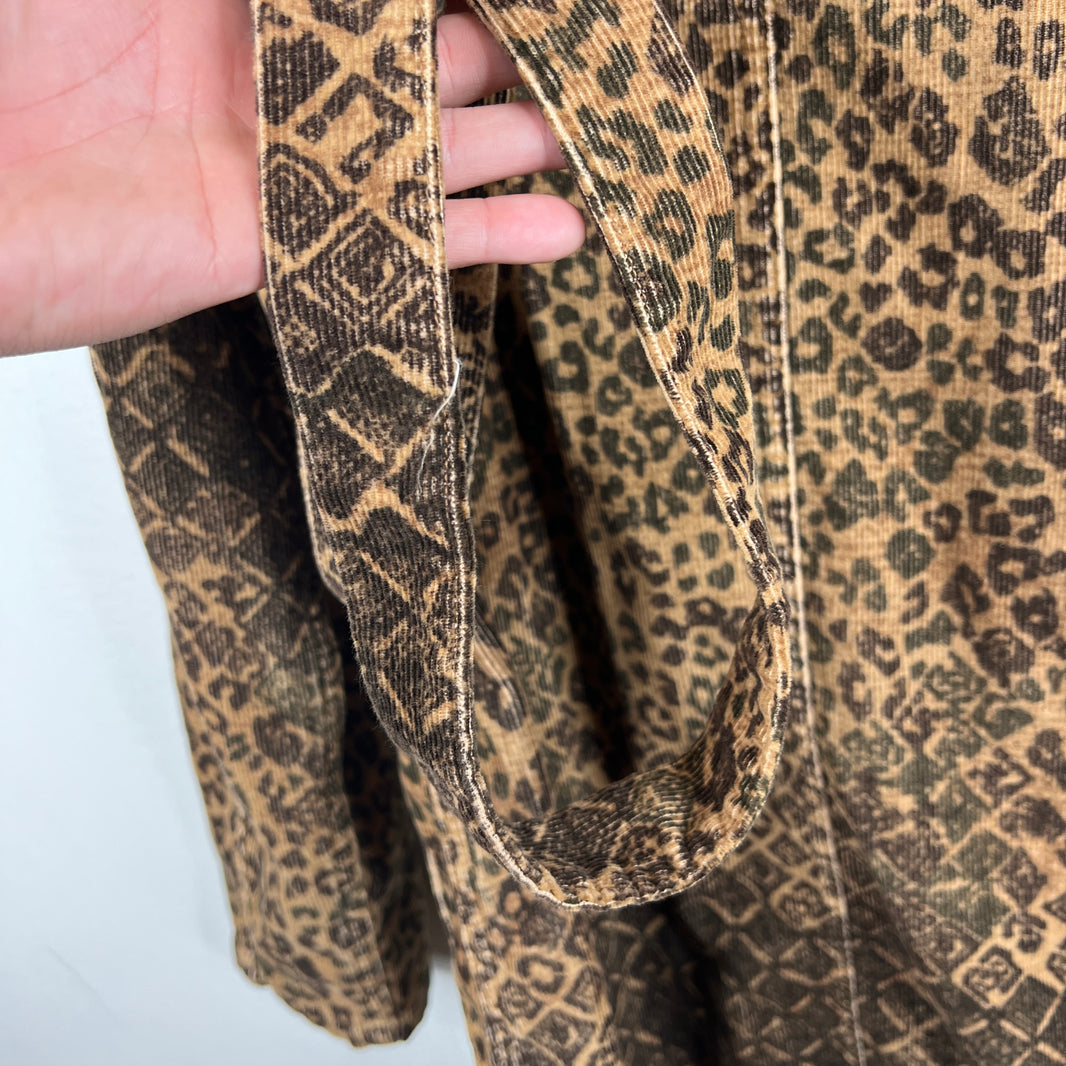 Kapital Leopard Print Corduroy Belted Coat