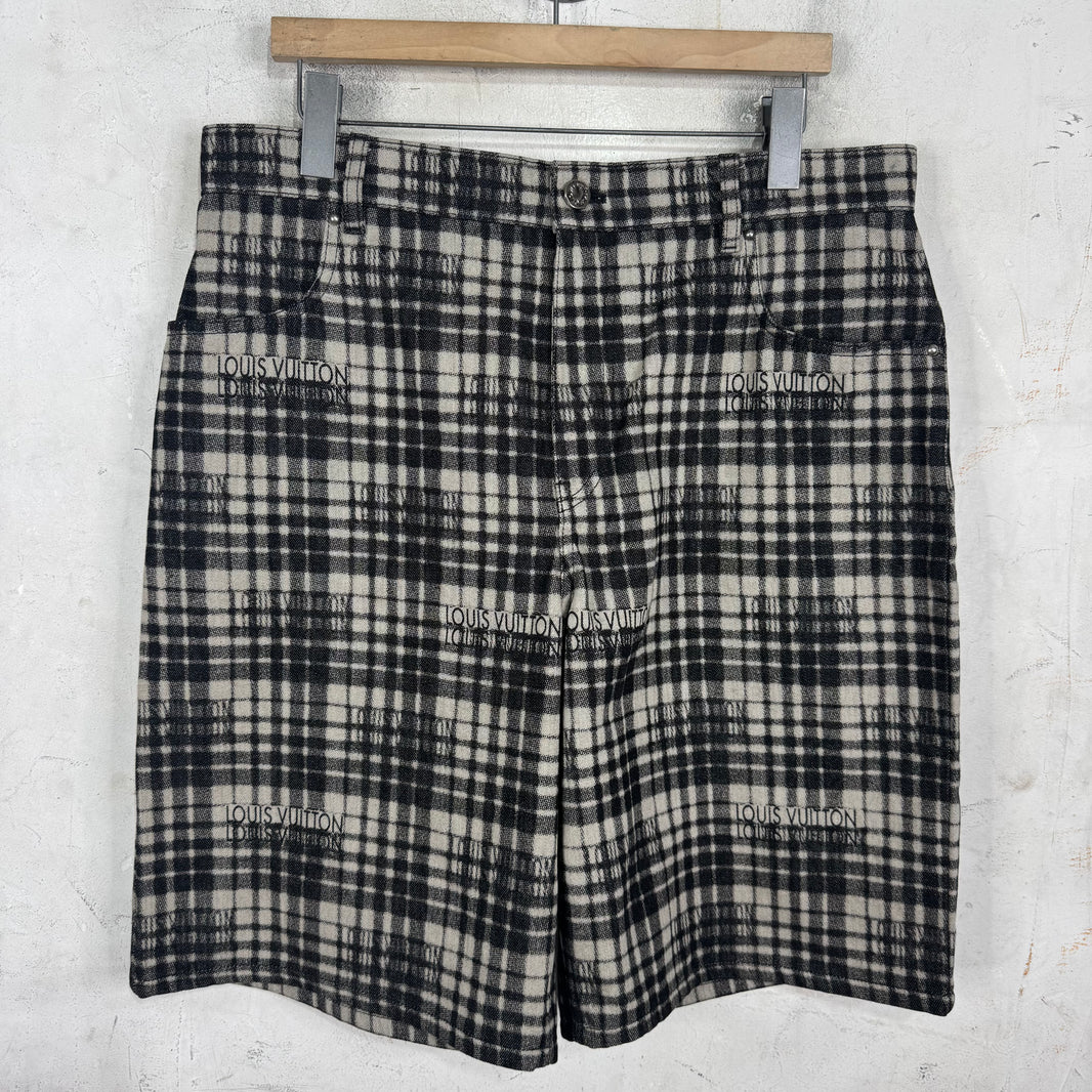 Louis Vuitton Plaid Type Logo Shorts