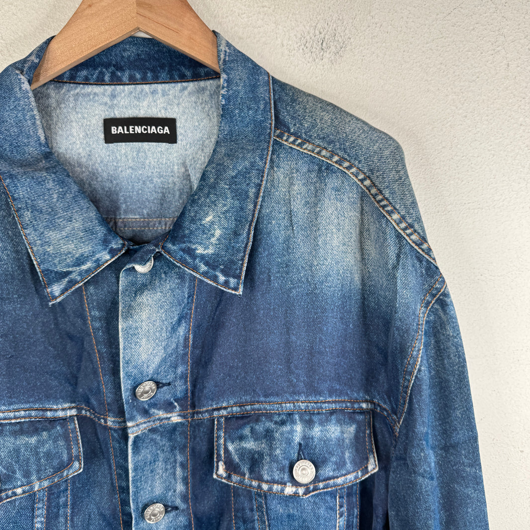 Balenciaga Tromp Viscose Button Up Denim Jacket