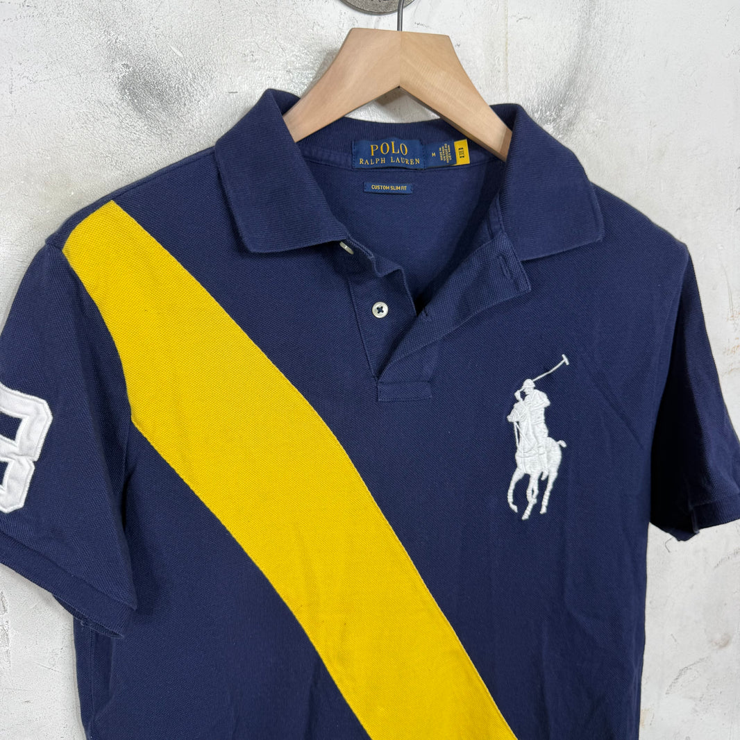 Ralph Lauren Navy Yellow Striped Big Horse Polo