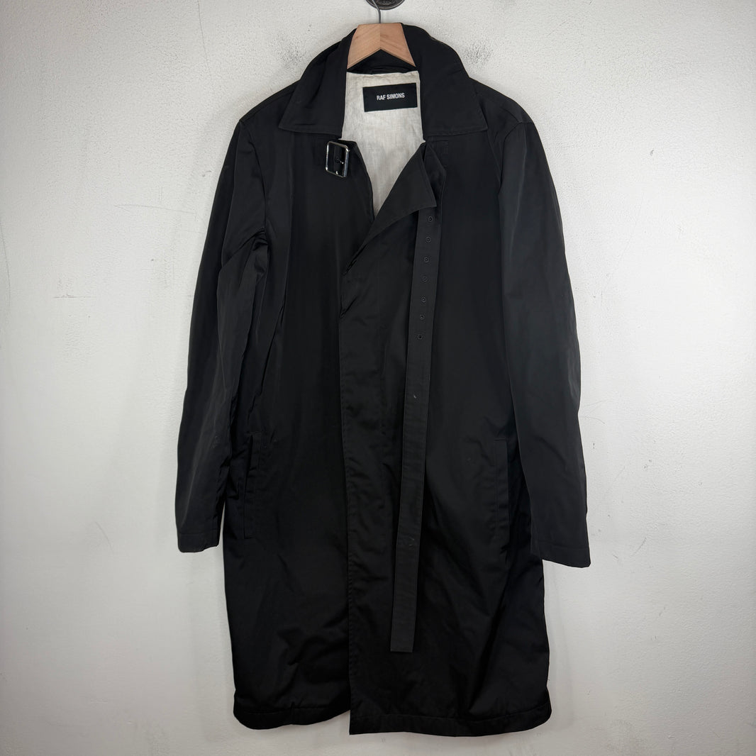 Raf Simons Black Nylon Collar Strap Trench Coat
