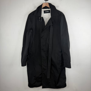 Raf Simons Black Nylon Collar Strap Trench Coat