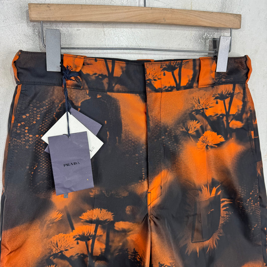 Prada Nylon Plaqued Patterned Shorts