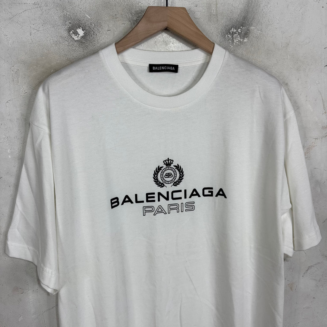 Balenciaga White Paris BB Crest T-Shirt