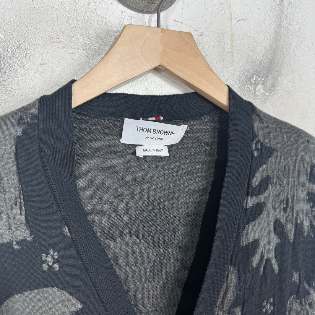 Thom Browne Cutoff Patterned Black Sweater Vest