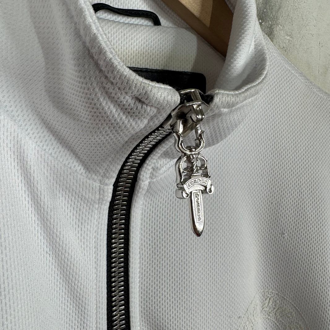 Chrome Hearts Horseshoe Script Leather Trimmed Track Jacket