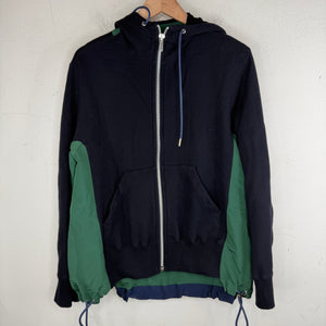 Sacai Navy/Green Hybrid Zip Up Hoodie
