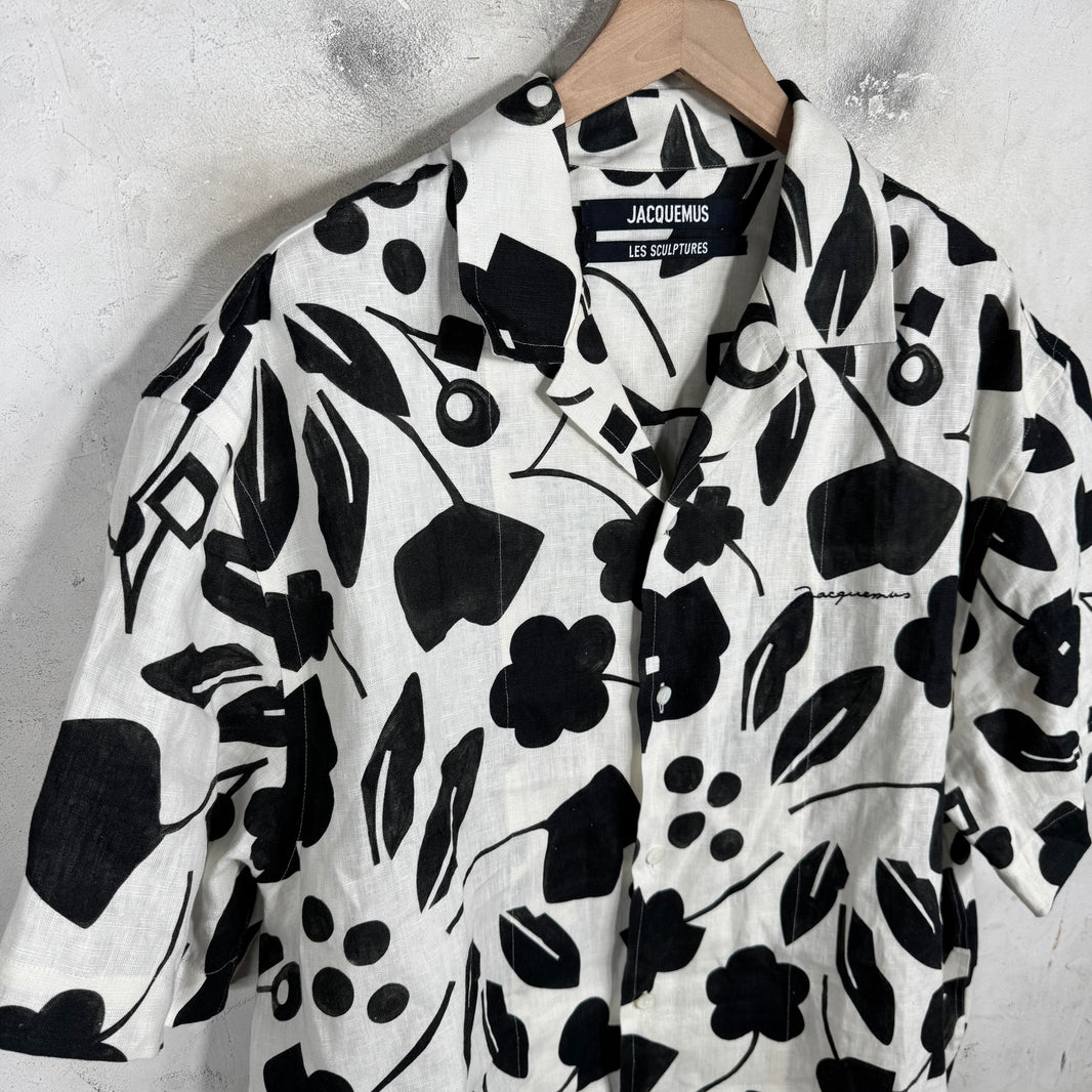 Jacquemus White Patterned Logo Canvas Shirt