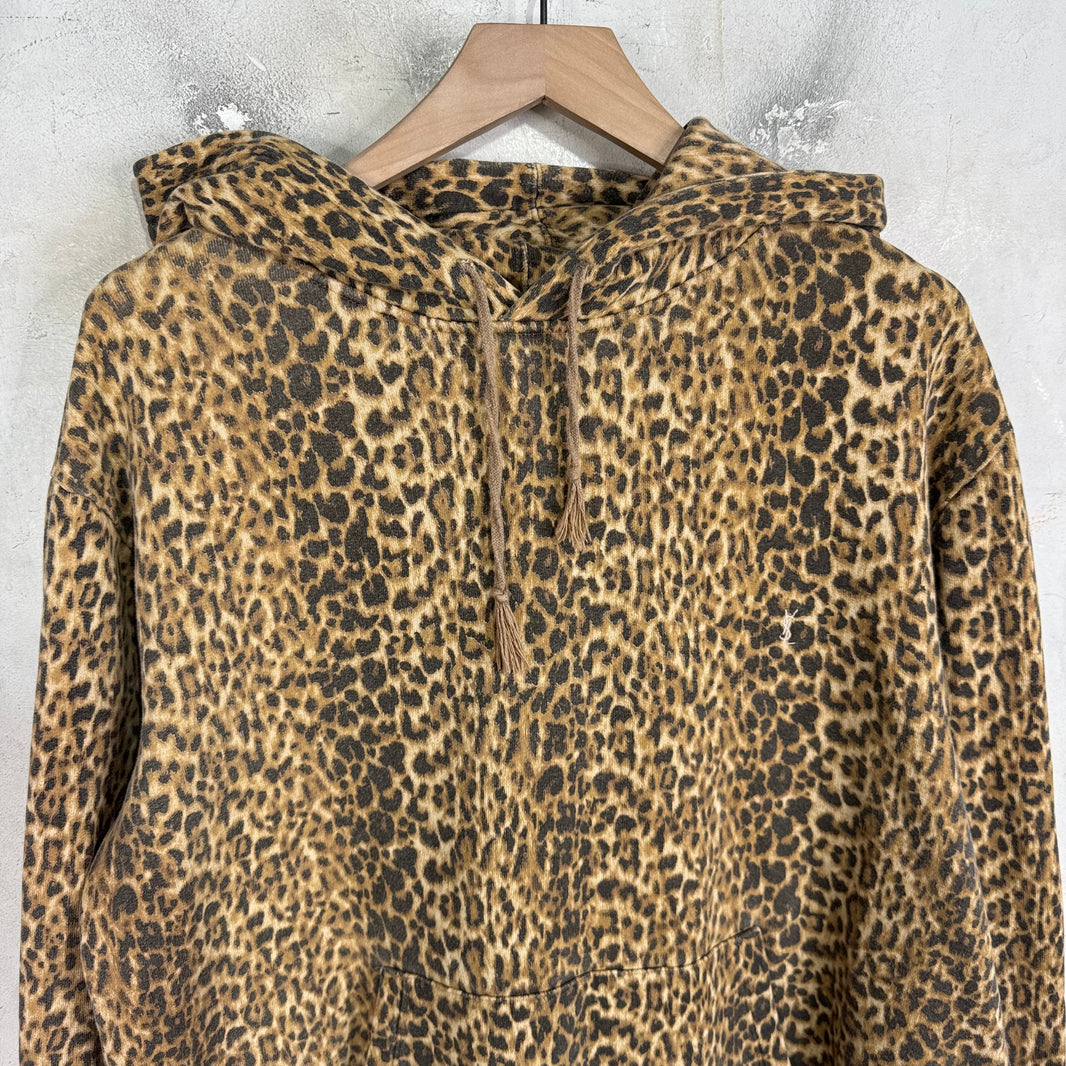 Saint Laurent Cheetah Print YSL Logo Hoodie