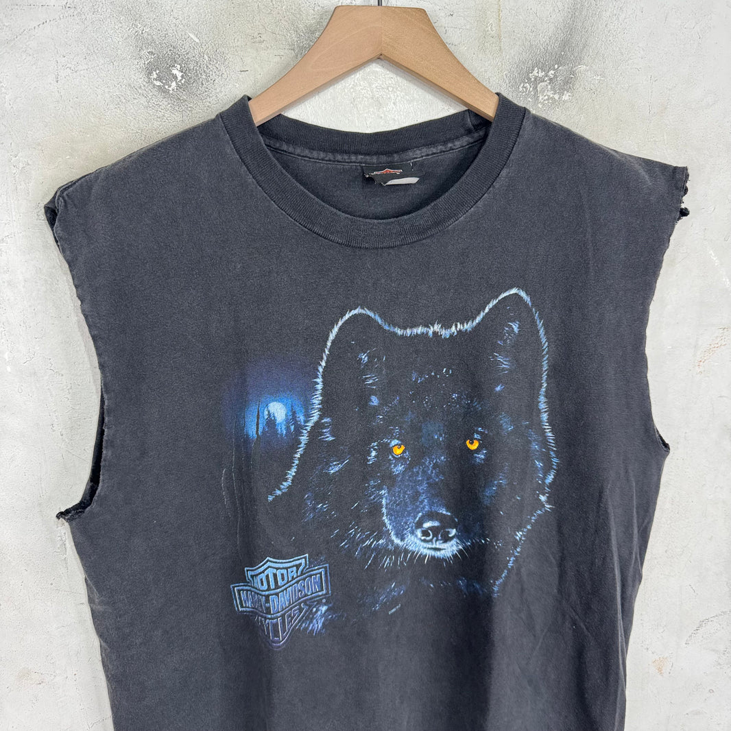 Vintage Harley Davidson Wolf Cutoff T-Shirt
