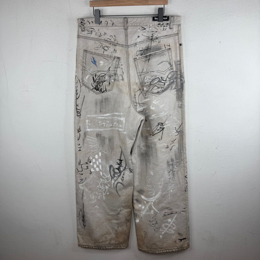 Balenciaga Grey Graffiti Jeans