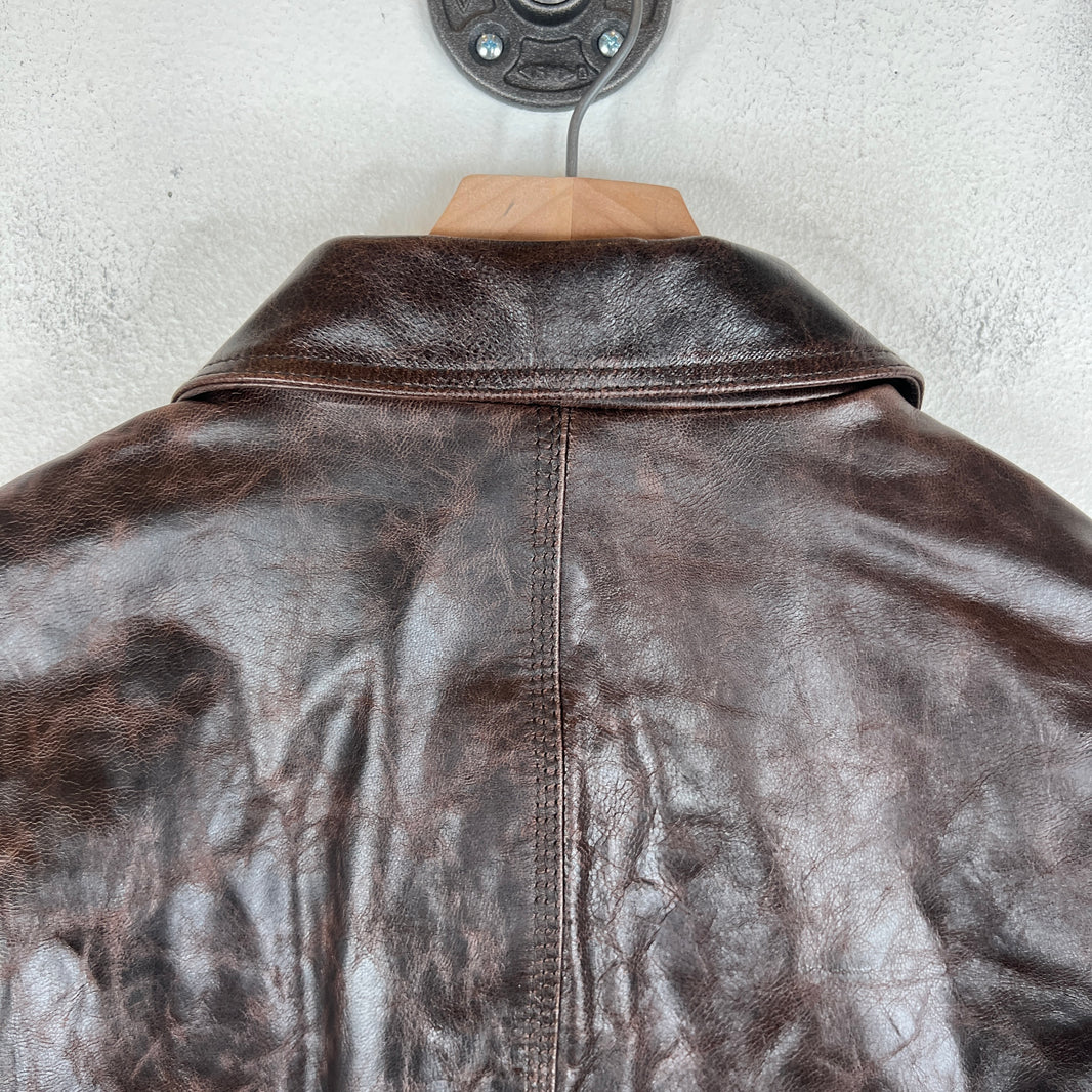 Stussy Brown Goat Leather Garage Jacket