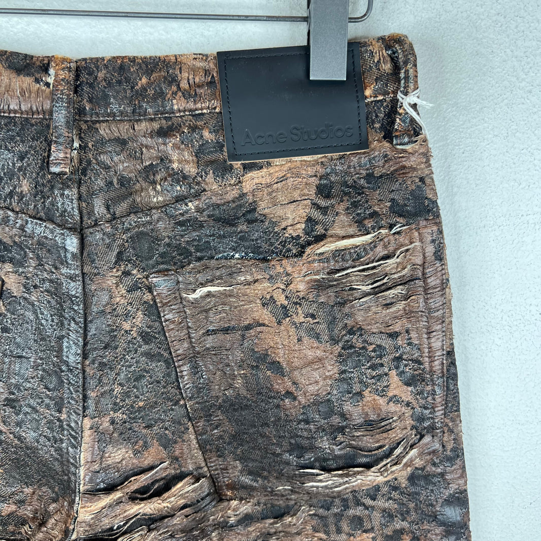 Acne Studios Roman Distressed Waxed Denim Shorts