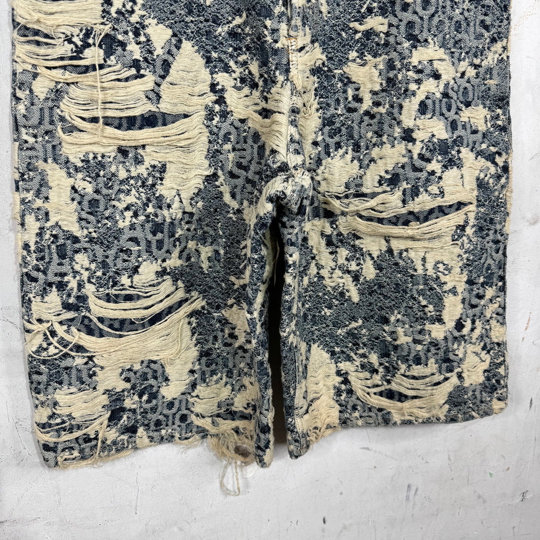 Acne Studios Distressed Monogram Denim Shorts