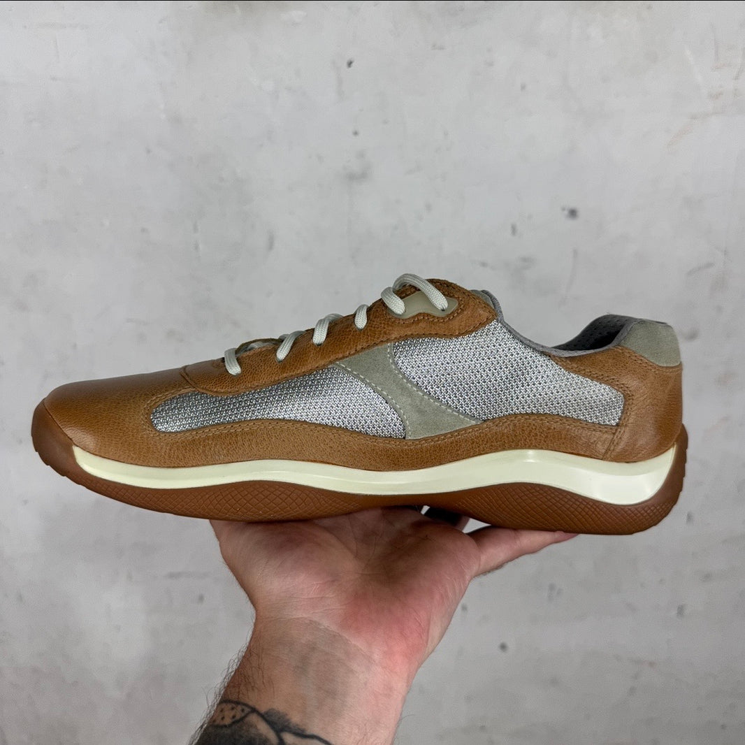 Prada Tan Leather/ Suede Exclusive Americas Cup