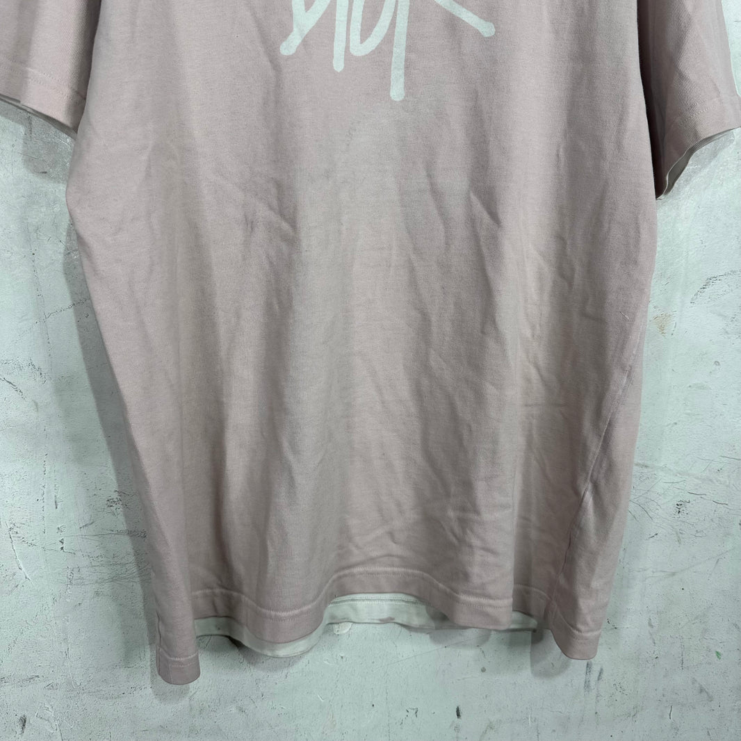 Dior Pink Shawn Stussy Logo T-Shirt