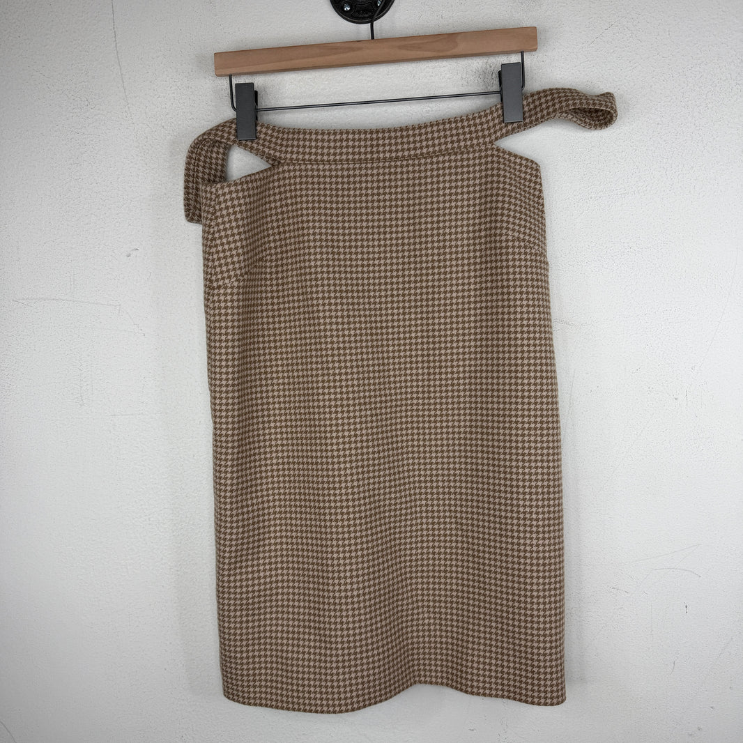 Balenciaga Houndstooth Wool Pencil Skirt