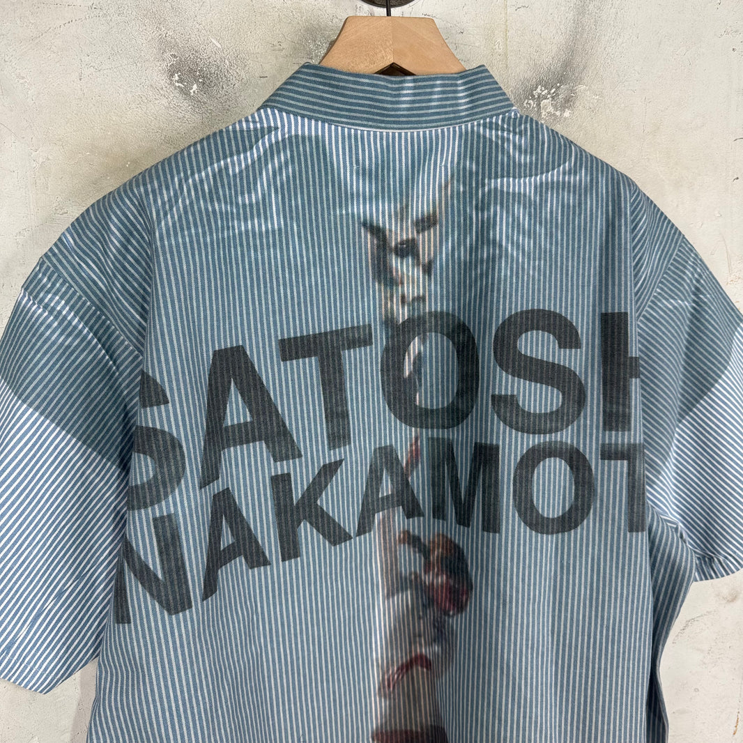 Satoshi Nakamoto Pinstriped Moto Q-Zip Shirt