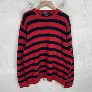 Ralph Lauren Red/Navy Cotton Hand Knit Sweater